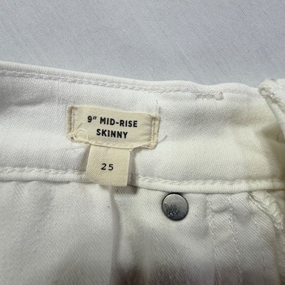 Madewell 9" Mid Rise Skinny Jeans White Button Fly Frayed Hem Size 25 - Picture 4 of 9